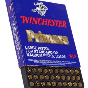 Product Overview These non-corrosive, all weather primers deliver fast, dependable ignition under any shooting condition. Primers are constantly and rigorously tested for consistency and sensitivity at temperatures and conditions far beyond the range of normal usage. Winchester guarantees better sensitivity for more positive firing in all guns, carefully-controlled weights of primer mixtures, consistency in size and quality, precise measurements and tolerances for anvil heights and stability in extremes of temperatures and humidity. Packaging is marked for Standard or Magnum pistol loads. Consult your reloading manual before reloading. Quantity Information: Box of 1000: 10 Sleeves of 100 Box of 5000: 5 boxes of 1000 Winchester Made In United States of America warning-iconWARNING: This product can expose you to Lead, which is known to the State of California to cause cancer and birth defects or other reproductive harm. For more information go to - www.P65Warnings.ca.gov. Specifications Product Information Quantity 1000 Piece Primer Size Large Pistol Country of Origin United States of America Delivery Information Shipping Weight 1.115 Pounds DOT-Regulated Yes HazMat Product Yes