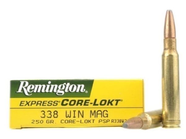 Remington Core-Lokt Ammunition 338 Winchester Magnum 250 Grain Pointed Soft Point Core-Lokt Box of 20